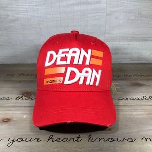 Dsquared Red Dean Dan Black Baseball Cap Hat